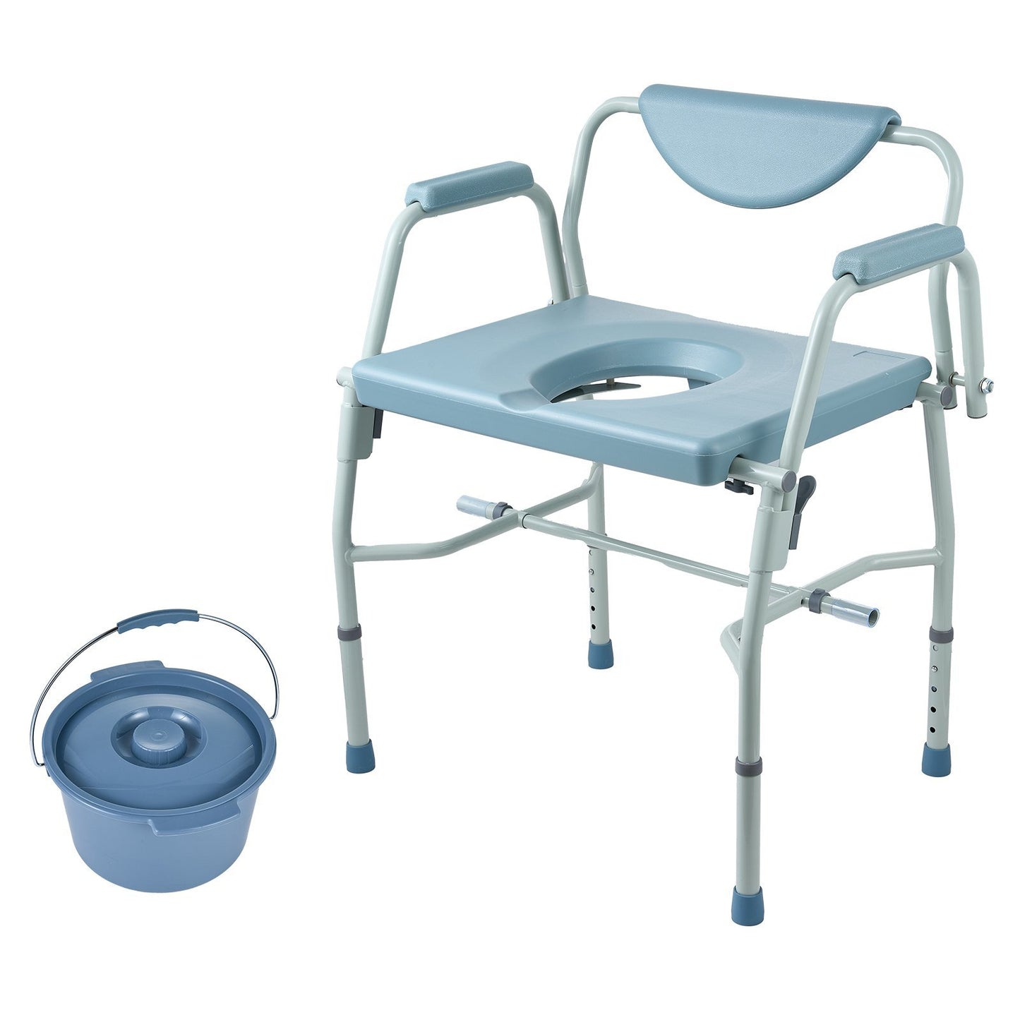 VEVOR Commode Chair, Bedside Commode with Drop-Down Arms and Detachable Backrest, 5-Level Adjustable Height, 7L Removable Bucket, Easy to Assemble, 1000LBS Capacity, Portable Toilet for Adults Seniors