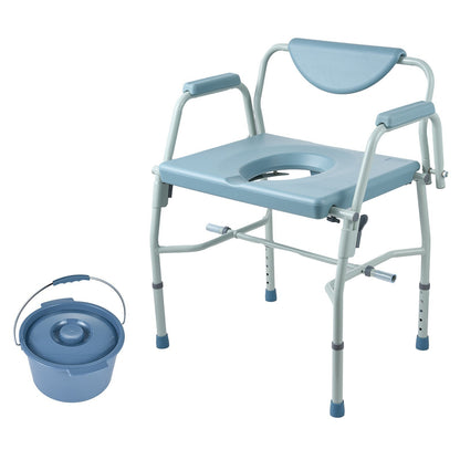 VEVOR Commode Chair, Bedside Commode with Drop-Down Arms and Detachable Backrest, 5-Level Adjustable Height, 7L Removable Bucket, Easy to Assemble, 1000LBS Capacity, Portable Toilet for Adults Seniors