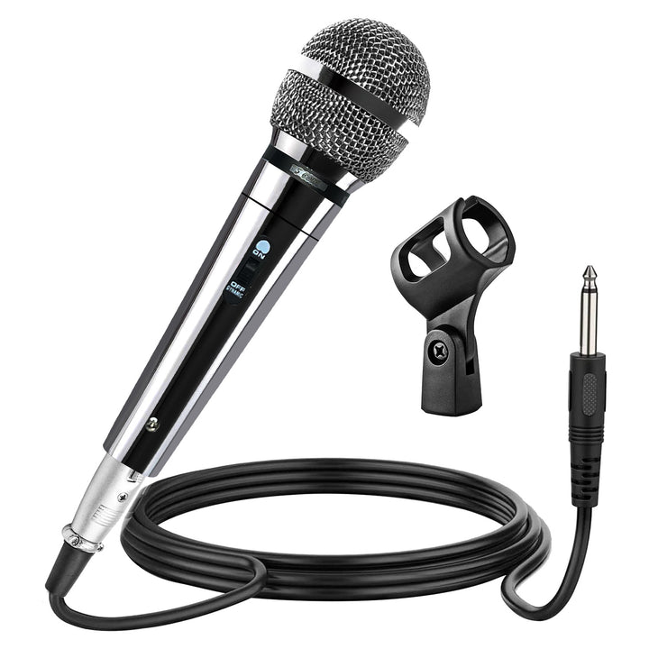 5 CORE Microphone Dynamic Vocal Handheld Mic Cardioid Unidirectional Microfono w On Off Switch + XLR Audio Cable for Singing Karaoke Public Speaking & Parties - PM 111 CH