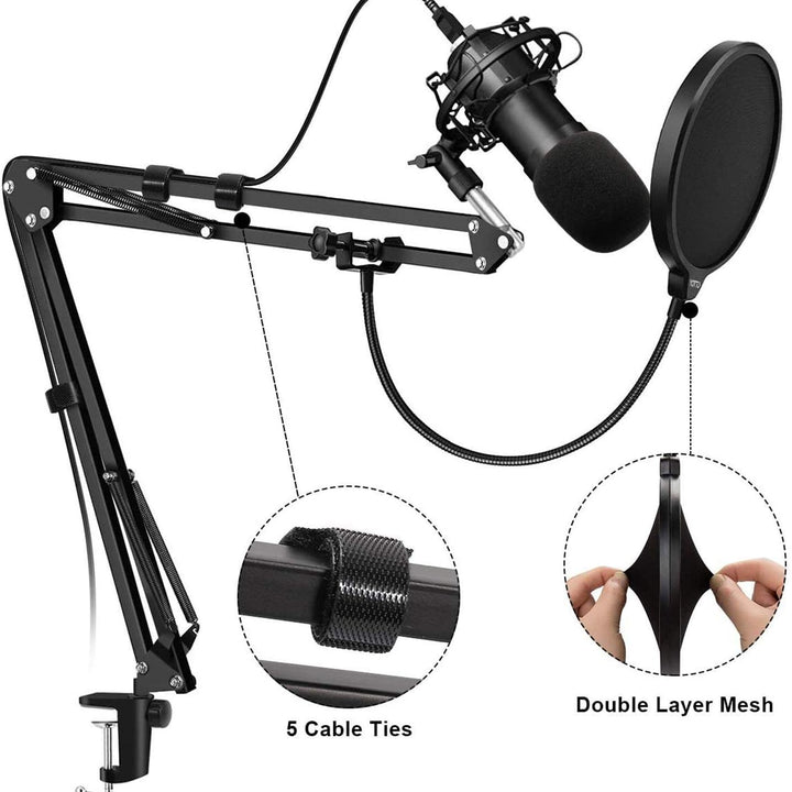 Microphone Stand; Mic arm Desk Adjustable Suspension Boom Scissor for Blue Yeti Snowball &amp; Other Mics for Professional Streaming