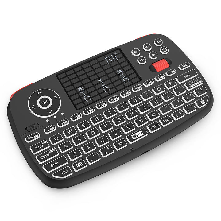 Rii i4 Mini Wireless Bluetooth Dual Mode Keyboard with Touchpad, Blacklit Portable Wireless Keyboard with 2.4G USB Dongle for Smartphone,PC