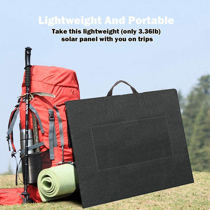 300W Solar Generator, FlashFish 60000mAh Portable Power Station Camping Potable Generator with 50W 18V Portable Solar Panel, Flashfish Foldable Solar Charger with 5V USB 18V DC Output