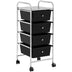 4 Drawers Metal Frame Storage Cart Rolling Bin Trolley, Black