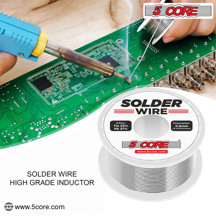 5 Core Solder Wire Rosin Core Flux Soldering 63/37 63% Tin (Sn)37% Lead (Pb) 50 gms Each - Solder Wire