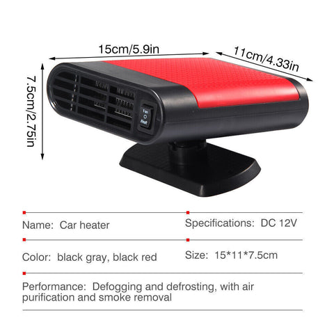 1000W Car Heater 12V Portable Electric Heating Fan Defogger Defroster Demister