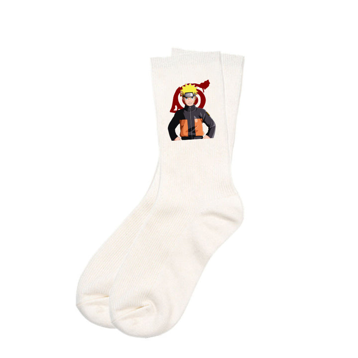 New Naruto Socks Man Anime Cartoon Hokage Uzumaki Naruto Uchiha Sasuke Cosplay Medium Tube Cotton Couple Socks Sports Stockings