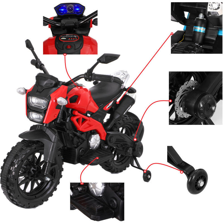 Electric Motorcycle for Kids, kids ride on motorcycle, Tamco 12V Electric Dirt Bike with Training Wheels, Hand Racing Foot Brake,PU seat, Ride on Motorcycle for 3~6 years Boys Girls gift