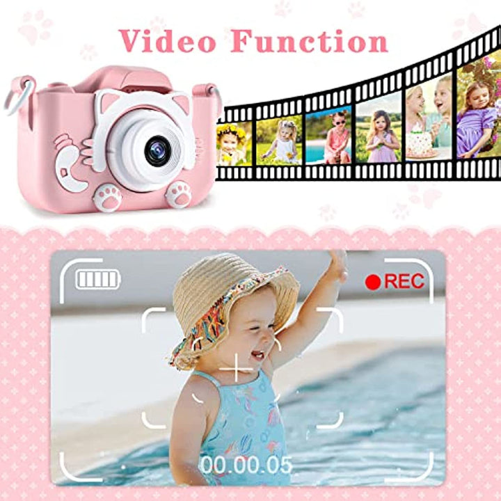 Kids Selfie Camera;  Kids Camera Toys For 3-12 Year Old Boys/Girls; Kids Digital Camera With Video; Christmas Birthday Festival Gifts For Kids ; 32GB SD Card