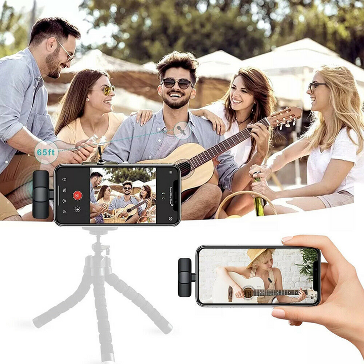 Wireless Lavalier Lapel Microphone for iPhone 15 Series/Android/Computer - Bluetooth Mini Phone Microphones for Video Recording - 2 Clip on Mics with USB C Interface for Tiktok YouTube Vlog