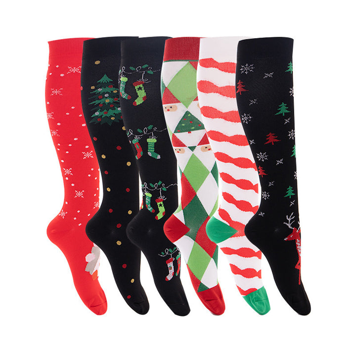 6 Pairs Women's Christmas Socks Holiday Christmas Novel Colorful Patterns