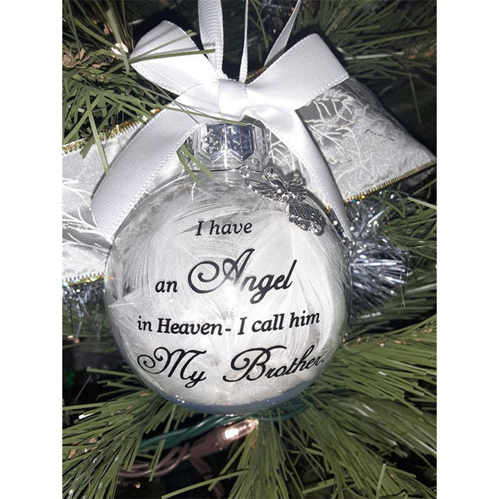 In Heaven Relatives Name Ornament, Keepsake Feather Plastic Ball Christmas Tree Charm Hanging