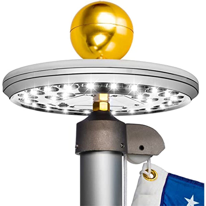 Deluxe Flag Pole Light Solar Powered - 1300 Lumen Solar Light for Flagpole - Light Up American Flag Outdoor with Solar Flag Pole Light from Dusk to Dawn for 12+ Hours; Silver Flag Light