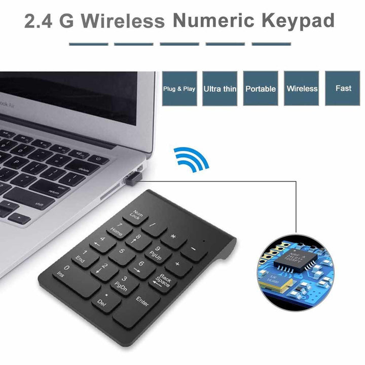 Small-size 2.4GHz Wireless Numeric Keypad Numpad 18 Keys Digital Keyboard for Accounting Teller Laptop Notebook Tablets