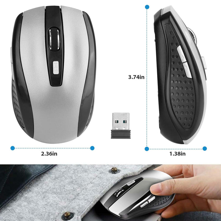 2.4G Wireless Gaming Mouse Optical Mice w/ Receiver 3 Adjustable DPI 6 Buttons