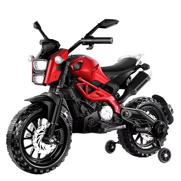 Electric Motorcycle for Kids, kids ride on motorcycle, Tamco 12V Electric Dirt Bike with Training Wheels, Hand Racing Foot Brake,PU seat, Ride on Motorcycle for 3~6 years Boys Girls gift