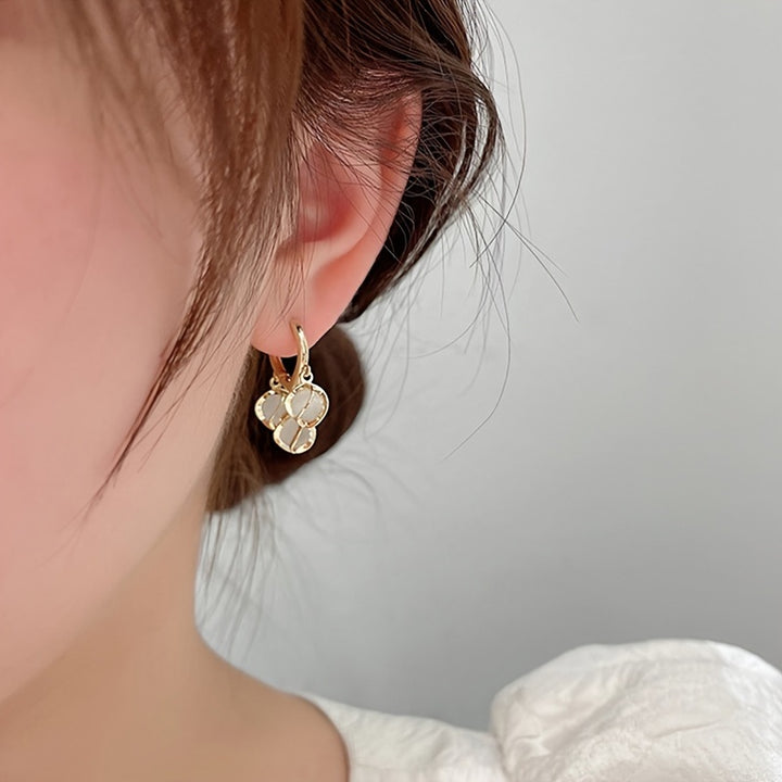 Elegant Round Beads Cat Eye Stone Drop Dangle Earrings Stylish Jewelry For Women Girls 1Pair