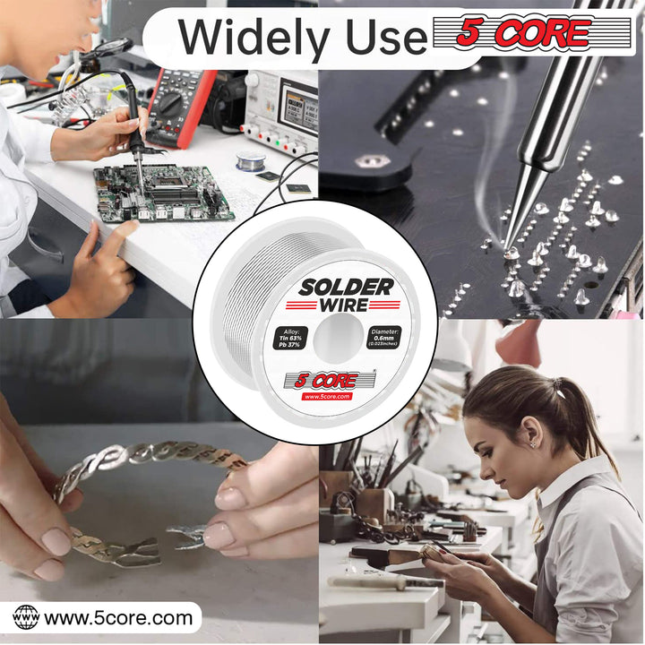 5 Core Solder Wire Rosin Core Flux Soldering 63/37 63% Tin (Sn)37% Lead (Pb) 50 gms Each - Solder Wire