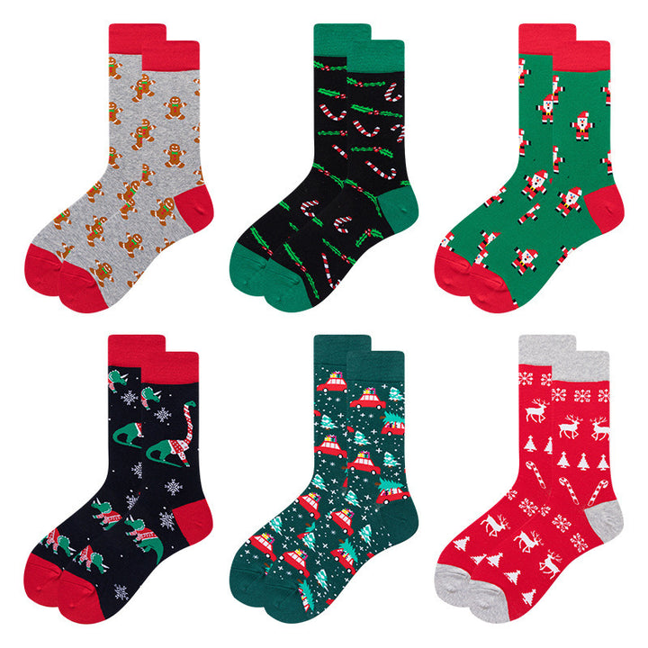 6 Pairs Christmas Socks Cotton Festive Socks Christmas Novelty Socks Xmas Stocking