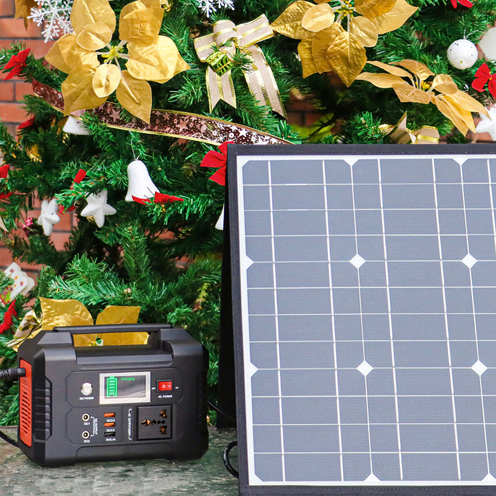 200W Portable Power Station;  FlashFish 40800mAh Solar Generator with 50W 18V Portable Solar Panel;  Flashfish Foldable Solar Charger with 5V USB 18V DC Output