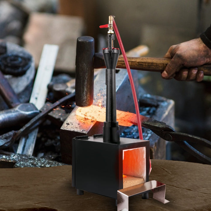 Propane Knife Forge, Blacksmithing Forge with Single Burner, Portable Propane Forge with Single Durable Door, Large Capacity Farrier Forge, Square Propane Burner Forge for Knife and Tool Making