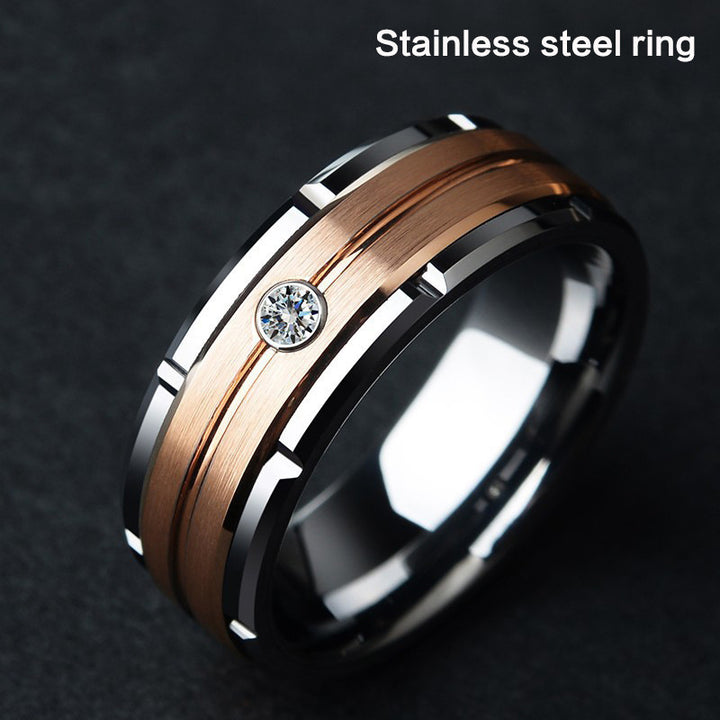 1pc Couple Ring Artificial Jewelry Accessories Plus Size Men's 8mm Stainless Steel Ring Bridal Wedding Engagement Band Ring