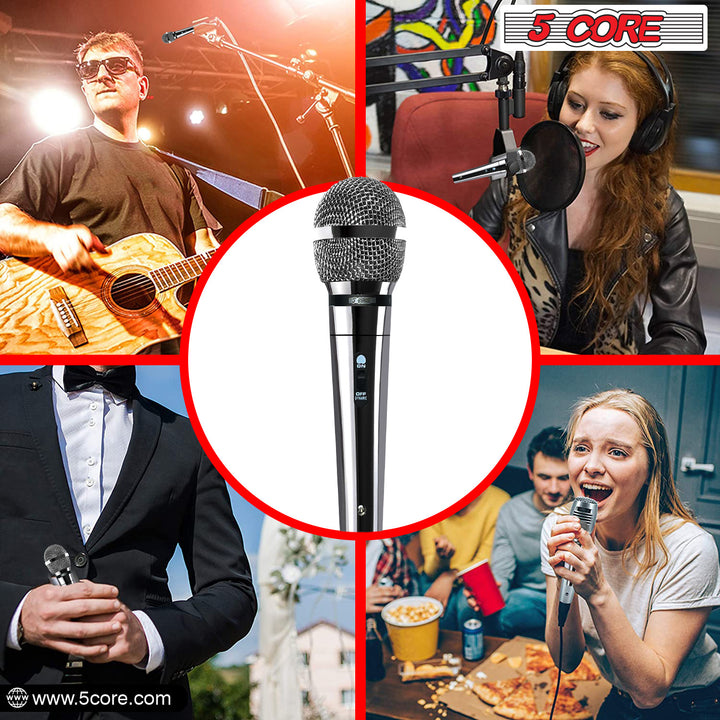 5 CORE Microphone Dynamic Vocal Handheld Mic Cardioid Unidirectional Microfono w On Off Switch + XLR Audio Cable for Singing Karaoke Public Speaking & Parties - PM 111 CH