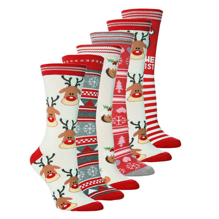 6 Pairs Christmas Socks for Men Fun Cute Socks with Santa Reindeer