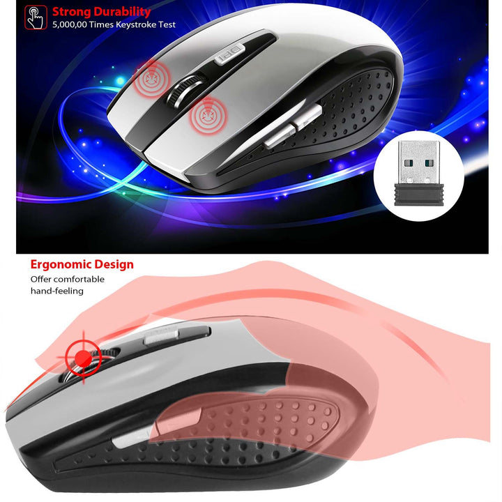 2.4G Wireless Gaming Mouse Optical Mice w/ Receiver 3 Adjustable DPI 6 Buttons