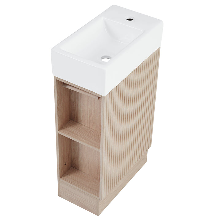 18.6\\\" Bathroom Vanity with Sink, Bathroom Vanity Cabinet with Two-tier Shelf, Left or Right Orientation