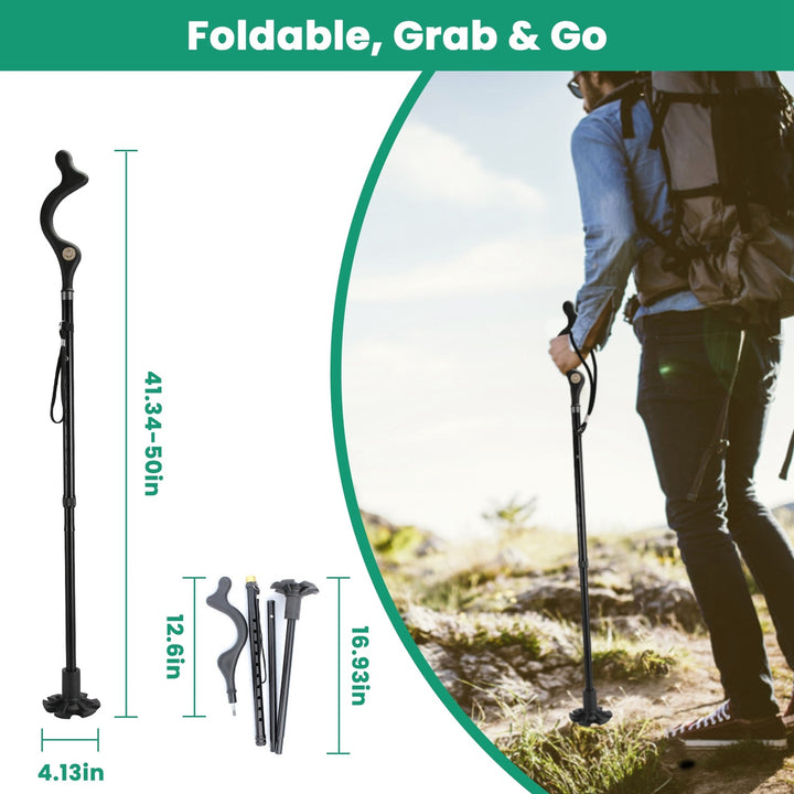 Posture Walking Cane for Men Women Old People Collapsible Walking Cane Heavy Duty Walking Stick with 10 Adjustable Heights for Hiking