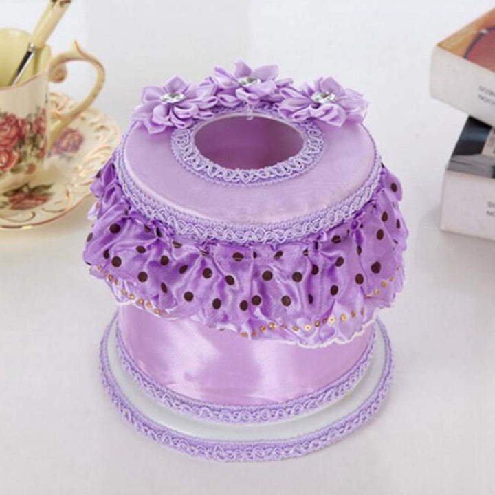 Elegant Round Tissue Box Paper Holder Tissue Holders,Purple