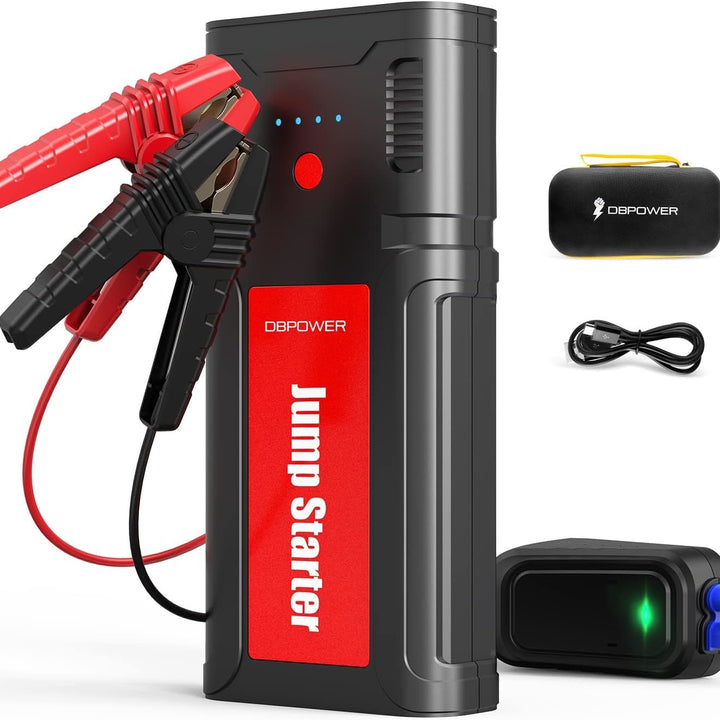 DBPOWER Jump Starter Battery Pack, 2750A Peak 76.96Wh, Portable Car Jump Starter (Up to 10L Gas/8L Diesel Engine) 12V Auto Battery Booster Pack with Smart Clamp Cables, Quick Charger