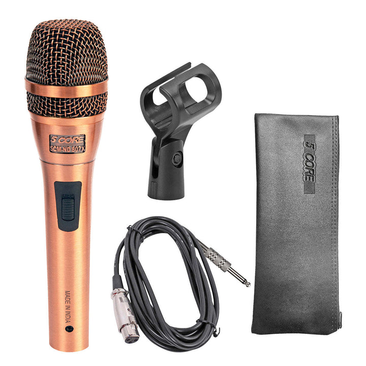 5 CORE Professional Dynamic Vocal Microphone Neodymium Cardioid Unidirectional Handheld Mic for Singing Karaoke Steel Mesh Grille Metal Body With ON Off Switch + 16ft Detachable Cable + Clip + Bag