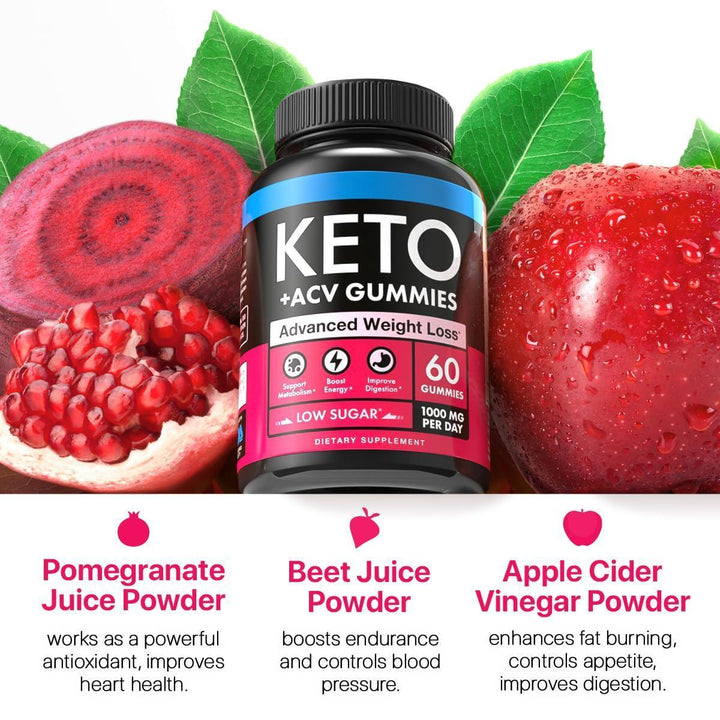 Keto Apple Cider Vinegar Gummies 1000mg Well Digested ACV Keto Gummies for Weight Loss and Control Detox Digestion Metabolism Delicious Keto ACV Gummies Advanced Weight Loss 60 pcs