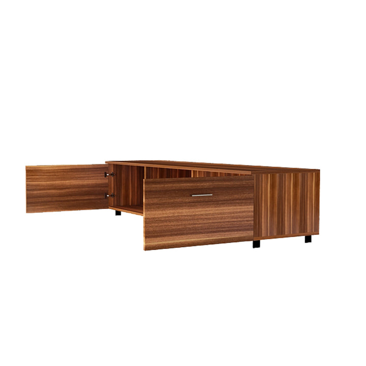 Walnut TV Stand for 70 Inch TV Stands; Media Console Entertainment Center Television Table; 2 Storage Cabinet with Open Shelves for Living Room Bedroom