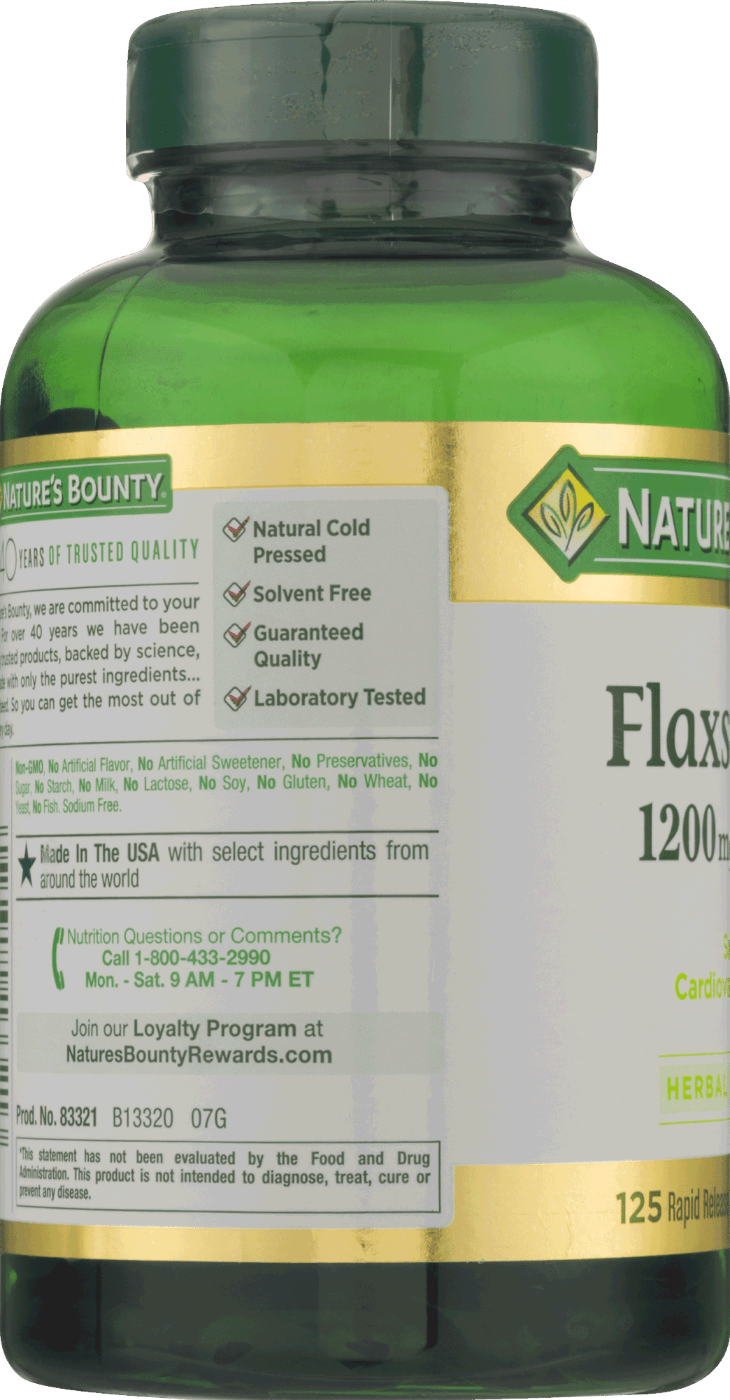 Nature's Bounty Flaxseed Oil Softgels;  1200 mg;  125 Count
