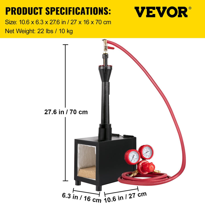 Propane Knife Forge, Blacksmithing Forge with Single Burner, Portable Propane Forge with Single Durable Door, Large Capacity Farrier Forge, Square Propane Burner Forge for Knife and Tool Making
