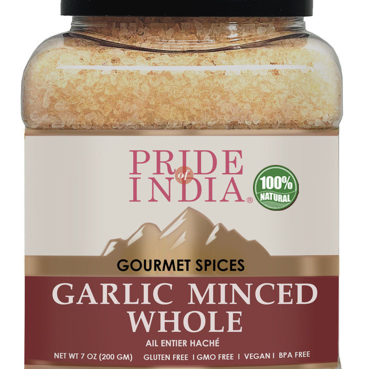 Pride of India – Garlic Minced – Gourmet Seasoning – Ideal for Dips/Sauces/Bread/Salad/Stir-Fries – Ideal Pantry Condiments – Easy to Use