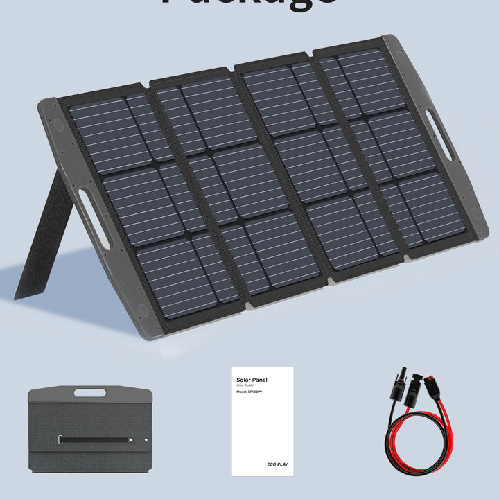 Solar Panel, Foldable Portable Solar Panel Battery Charger Kit with Adjustable Kickstand, Wire Storage Bag, MC4 Cable, IP67 Waterproof for Portable Power Station Camping Tent Home Off-Grid RV (100W)