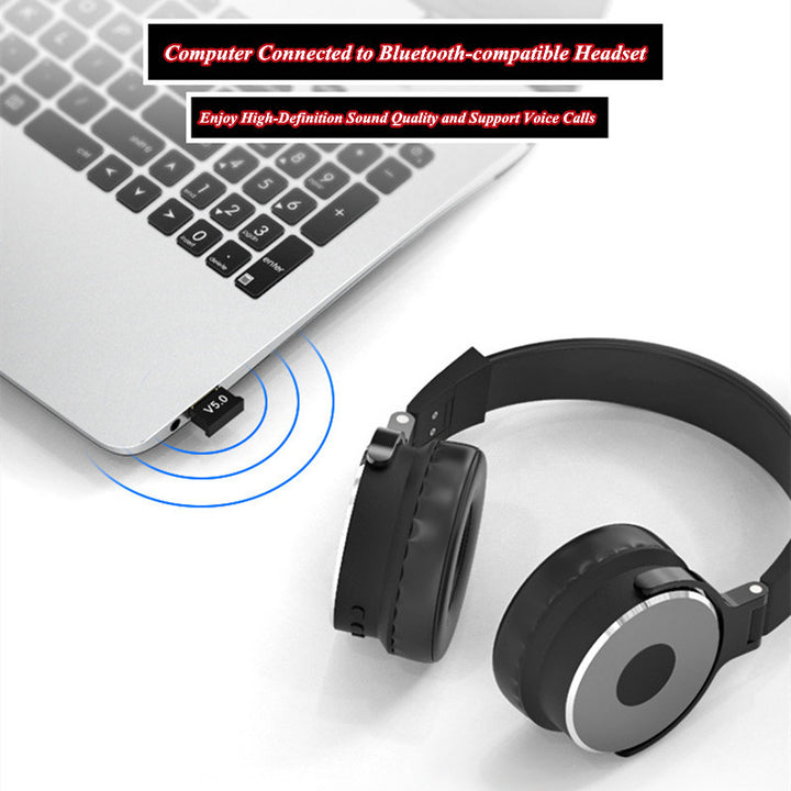 V5.0 Wireless USB Dongle Bluetooth-compatible 5.0 Adapter Aux Receiver for Laptop/Keyboard/Mouse/Speaker/Headset/Printer/Gamepad