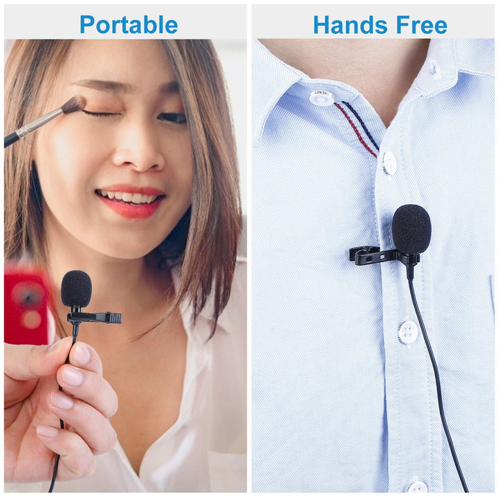 Clip On Microphone Hands Free Lavalier Lapel Mic Omnidirectional Microphone w/ 3.5mm Jack For Camera Smartphone Computer