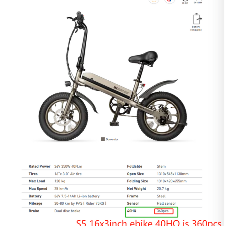 S7-14"* 2.125" Foldable City Ebikes Street E-bike 250W Hall Sensor Kick Bike Private Model[Unable to ship on weekends, please place orders with caution]