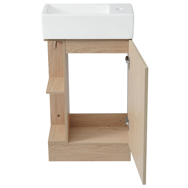 18.6\\\" Bathroom Vanity with Sink, Bathroom Vanity Cabinet with Two-tier Shelf, Left or Right Orientation