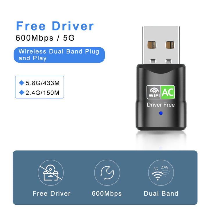 Zexmte Free Driver 600Mbps USB Wi fi Adapter Wifi 5.8/2.4GHz Antenna USB Ethernet PC Wi-Fi Adapter Lan Wifi Dongle Wifi Receiver