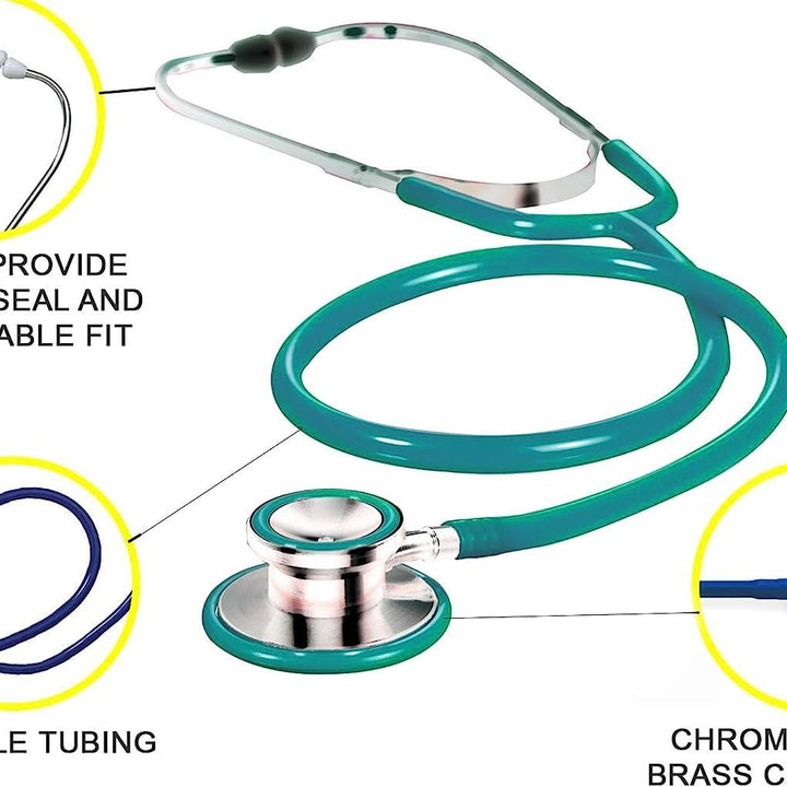 Dual Head Stethoscopes. Case of 10 Gray Stethoscopes for Medical and Home Use. Chrome Plated Brass binaural. 22″ PVC tubing. Anodized Aluminum Chest Piece.