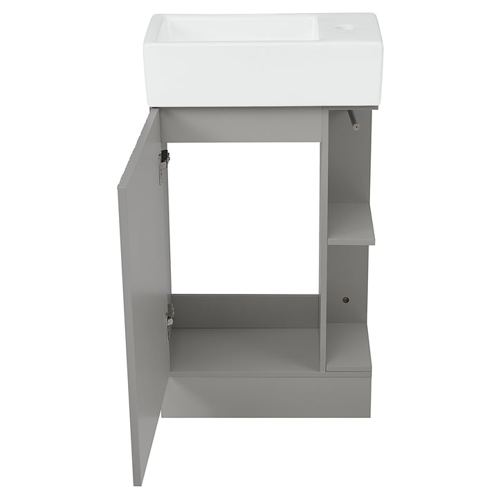 18.6\\\" Bathroom Vanity with Sink, Bathroom Vanity Cabinet with Two-tier Shelf, Left or Right Orientation