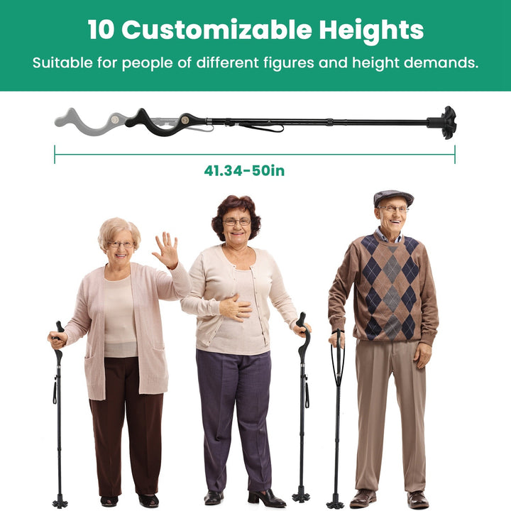 Posture Walking Cane for Men Women Old People Collapsible Walking Cane Heavy Duty Walking Stick with 10 Adjustable Heights for Hiking