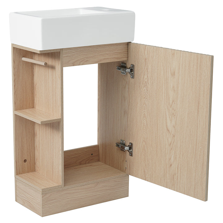 18.6\\\" Bathroom Vanity with Sink, Bathroom Vanity Cabinet with Two-tier Shelf, Left or Right Orientation