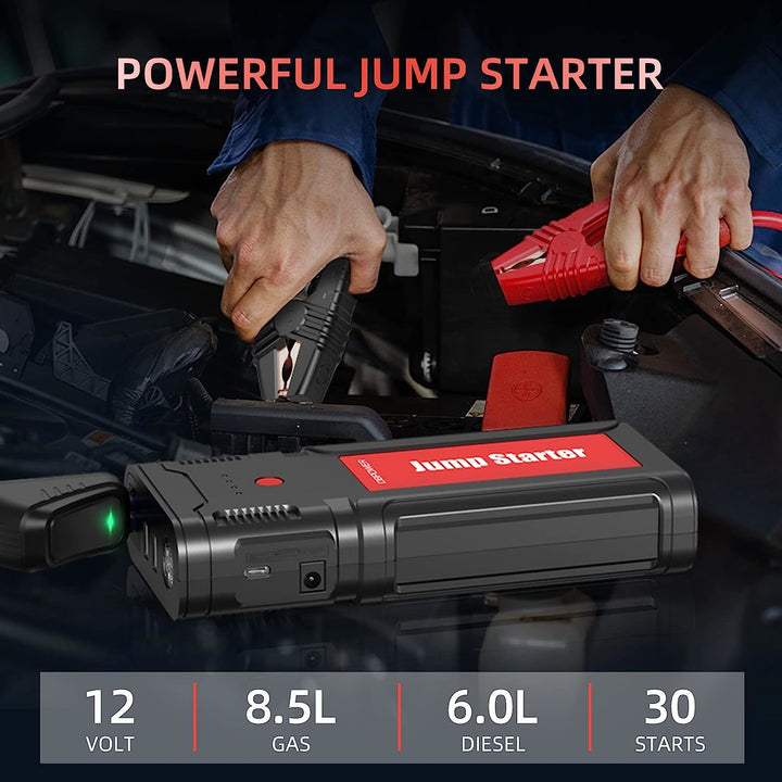 DBPOWER Jump Starter Battery Pack, 2750A Peak 76.96Wh, Portable Car Jump Starter (Up to 10L Gas/8L Diesel Engine) 12V Auto Battery Booster Pack with Smart Clamp Cables, Quick Charger