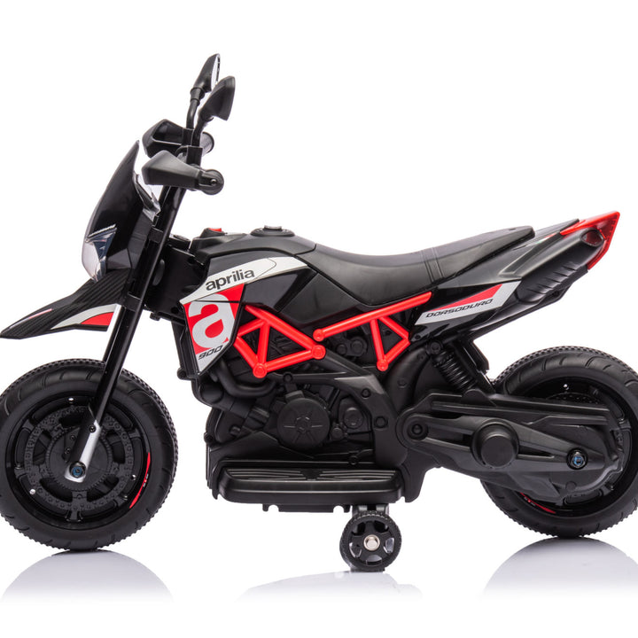 Red, Licensed Aprilia Electric Motorcycle, 6V Kids Motorcycle, Ride On Toy w/Training Wheels, LED Lights, Sounds & Music, Battery Powered Dirt Bike for Boys & Girls